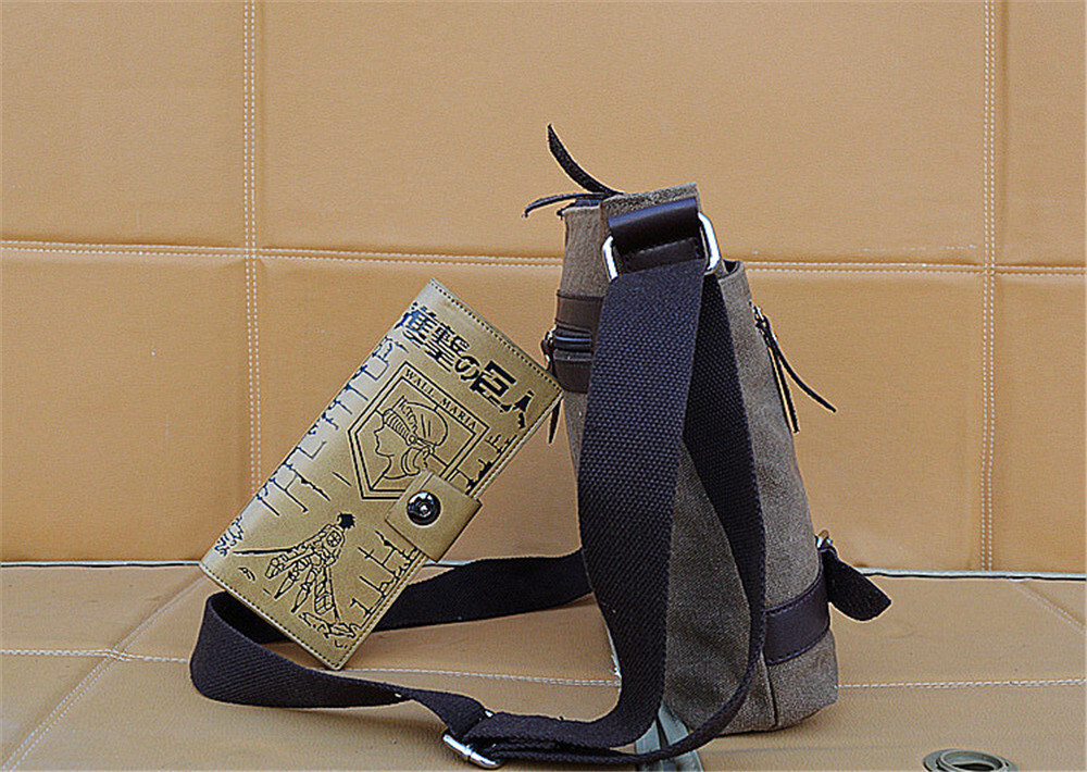 Anime Attack on Titan Survey Shoulder Bag Brown Canvas Corps Style Messenger Bag