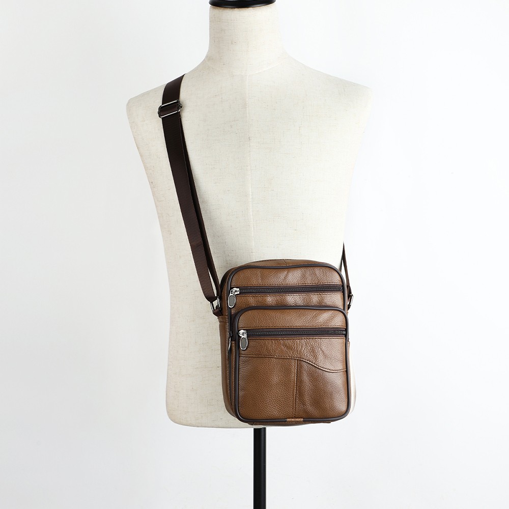 Men’s Vintage Genuine Leather Crossbody Sling Bag Retro Shoulder Messenger Bag