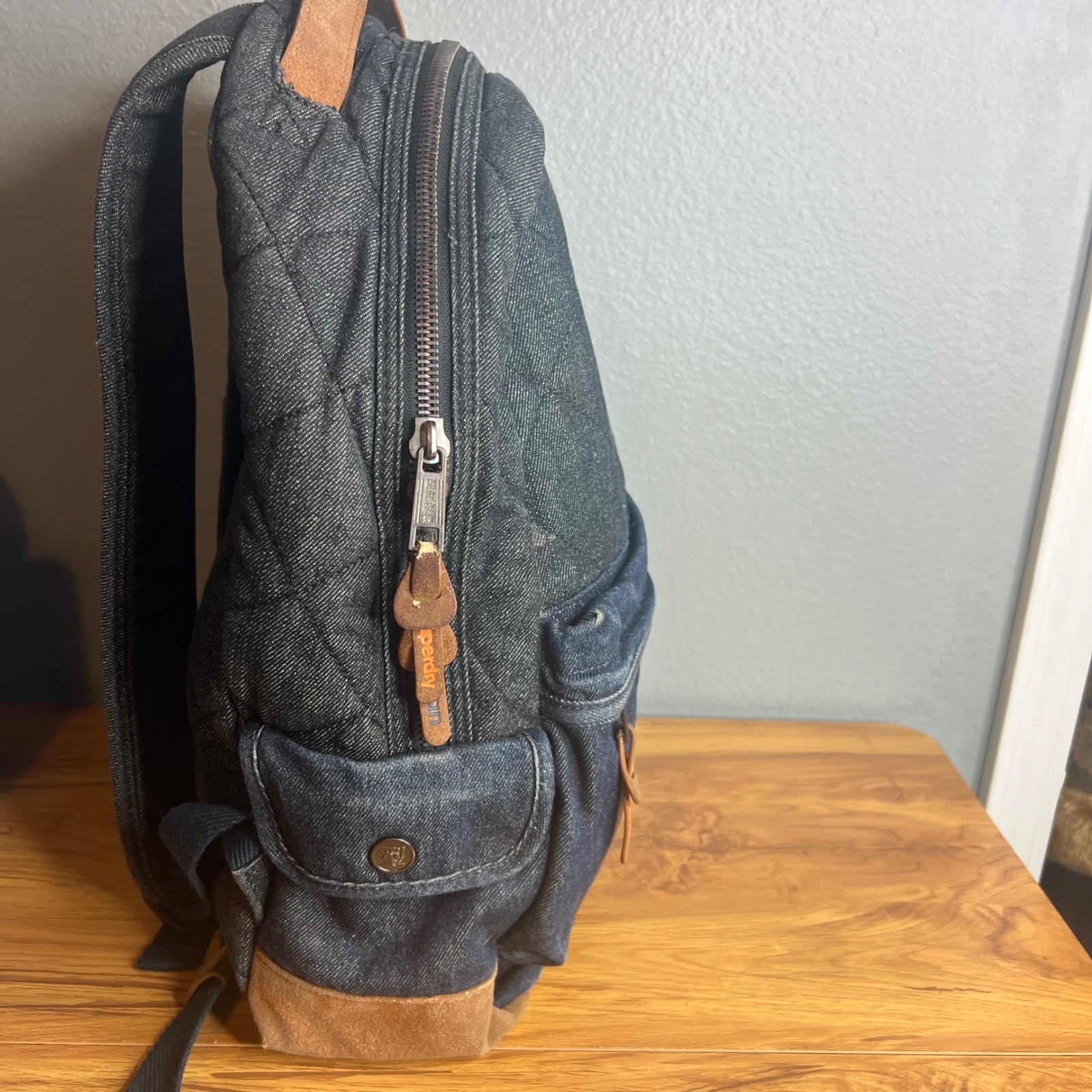 Superdry Japan Outdoor Quilted Denim Backpack Rugged Streetwear