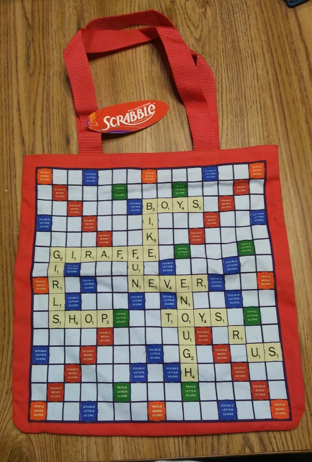 Scrabble Tote Bag 13 1/2 × 13 1/2 NWT