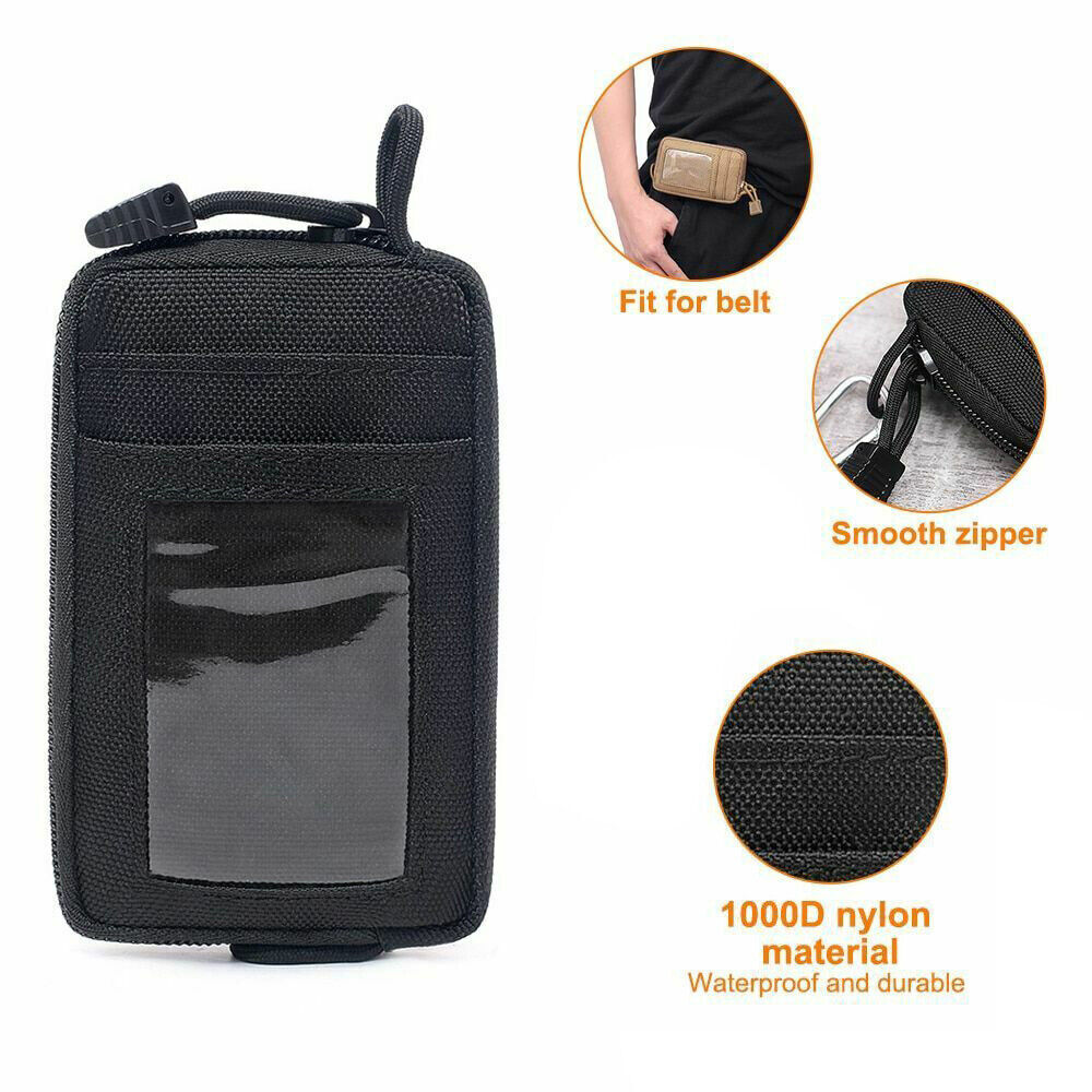 Tactical EDC Pouch Card Key Wallet Bag Zipper Coin Purse Military Mini Waist Bag