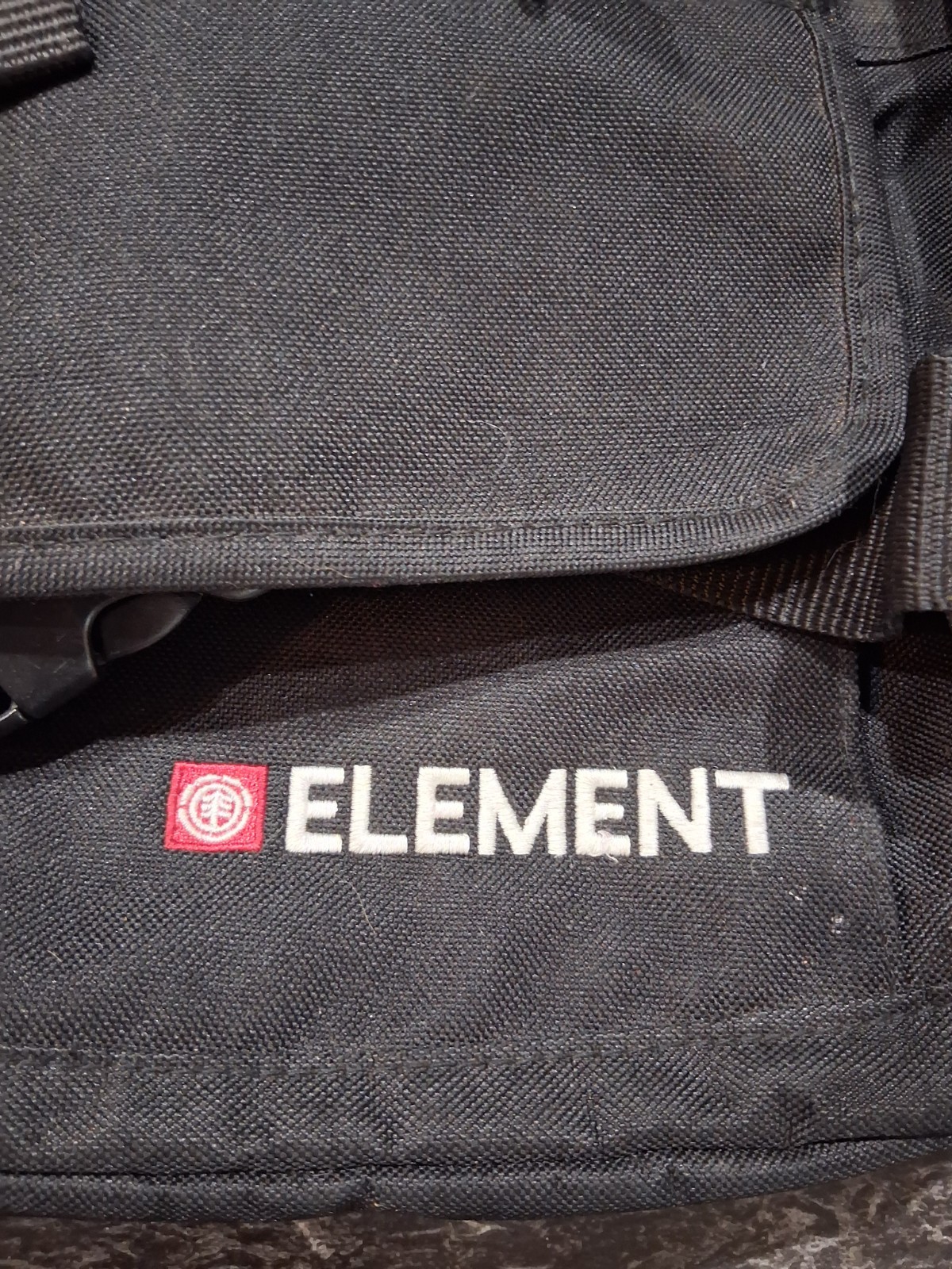 Vintage Element Black Mohave Skateboard Backpack Bag Rasta Logo USED