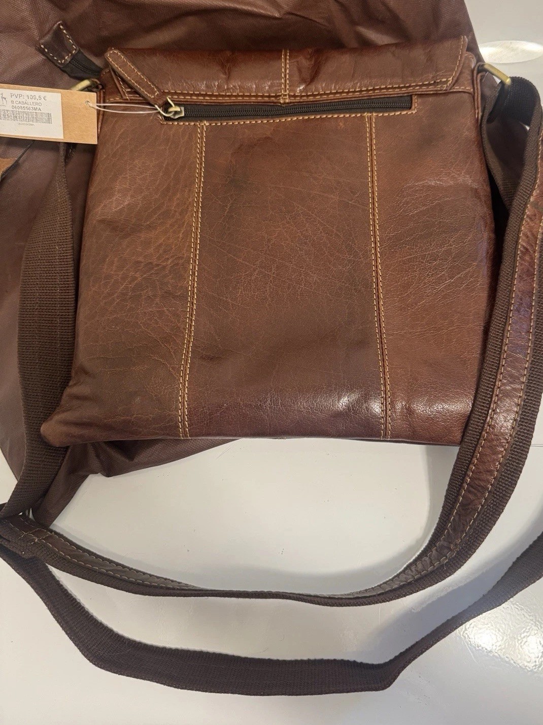 Brown Buffalo leather crossbody made in Spain Rosme Premium