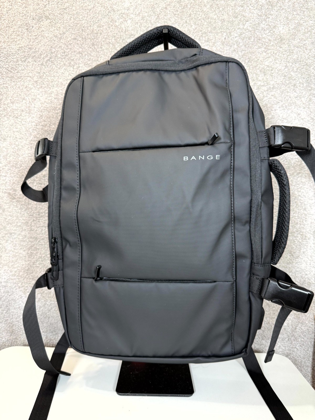 BANGE 45L Expandable Backpack Black Water Resistant Travel College Laptop Bag