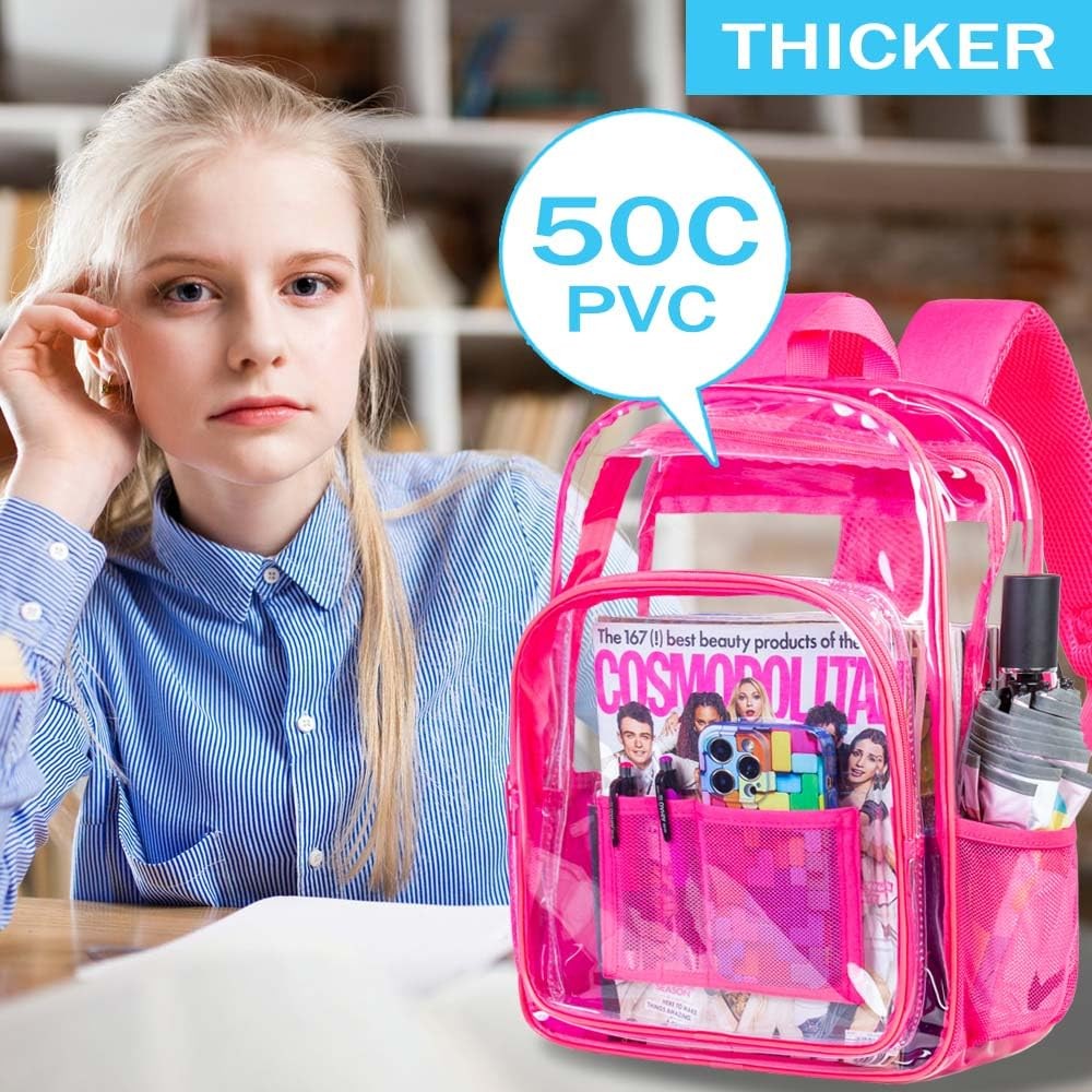 Clear Backpack Heavy Duty Transparent Bookbag See Through PVC Womens Mens
