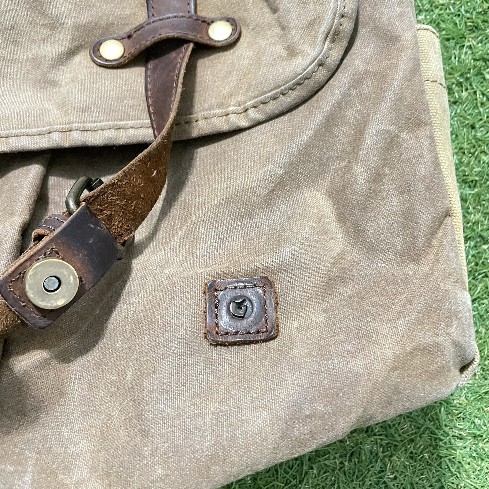 Newhey Messenger Bag Leather Canvas Laptop Retro Professional Shoulder Strap