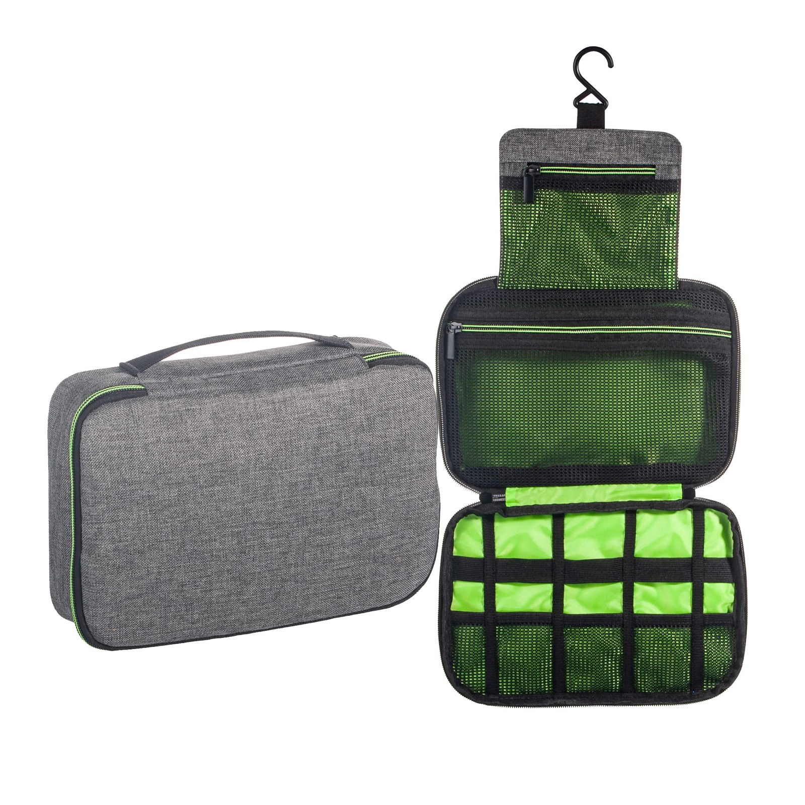 Foldable Man Hanging Travel Toiletry Bag Shaving Dopp Kit dark grey