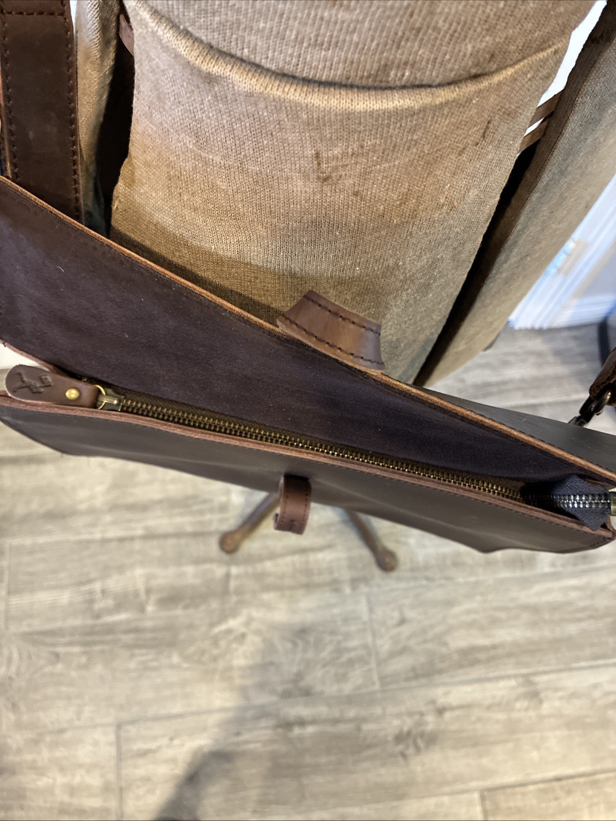 Baseballism Glove Leather Messenger Bag Purse- Pine Tar Brown 12”x 9”