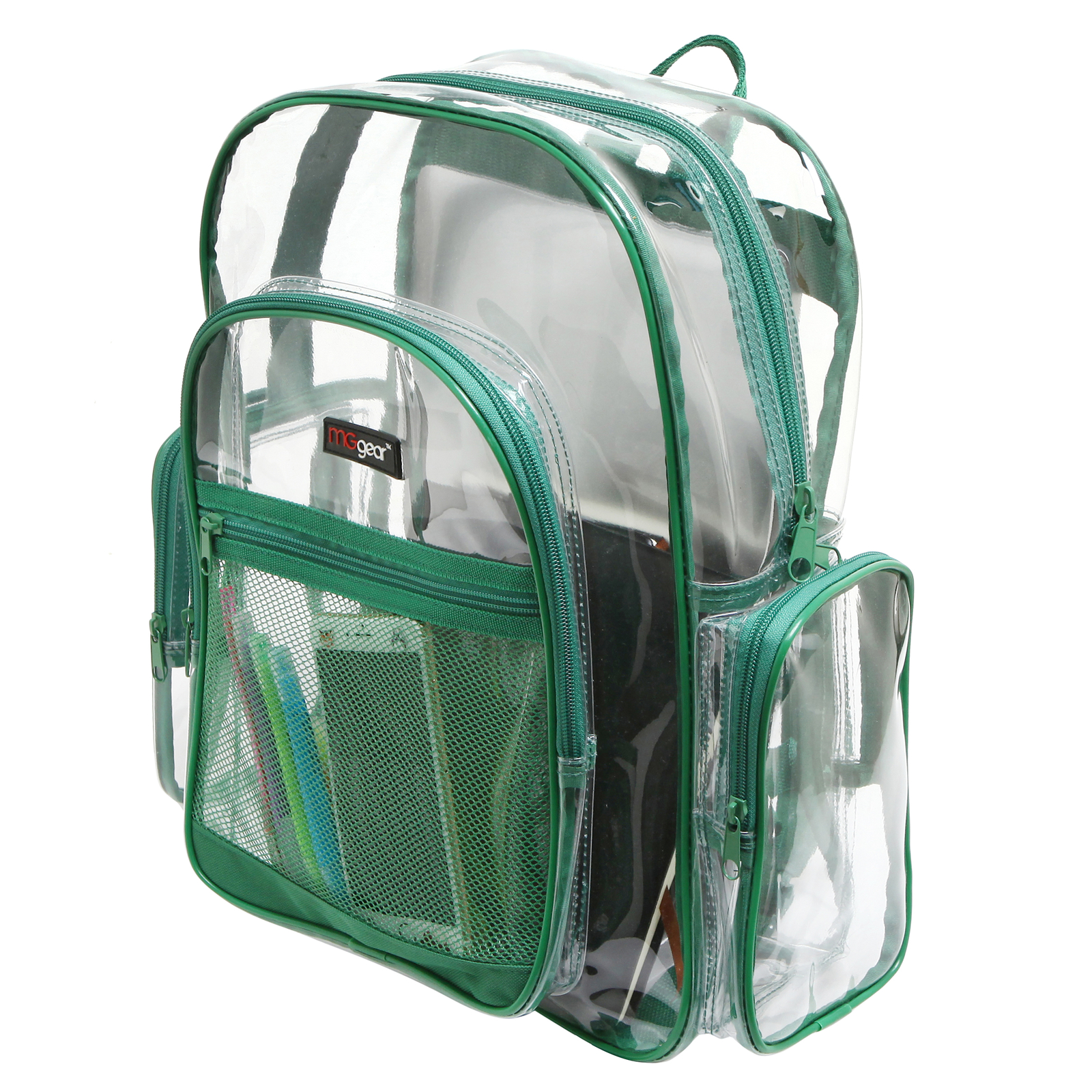 Clear Backpacks, Heavy Duty Transparent Backpack for Work, School, Green Trim