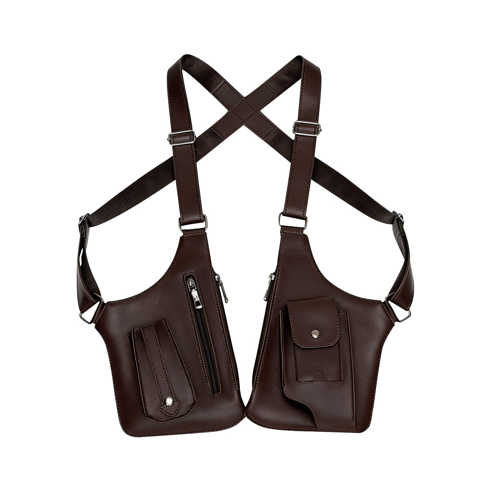 Underarm Vest Bag Men’s Underarm Multi-Pocket Bag Double Shoulder Armpit Bag
