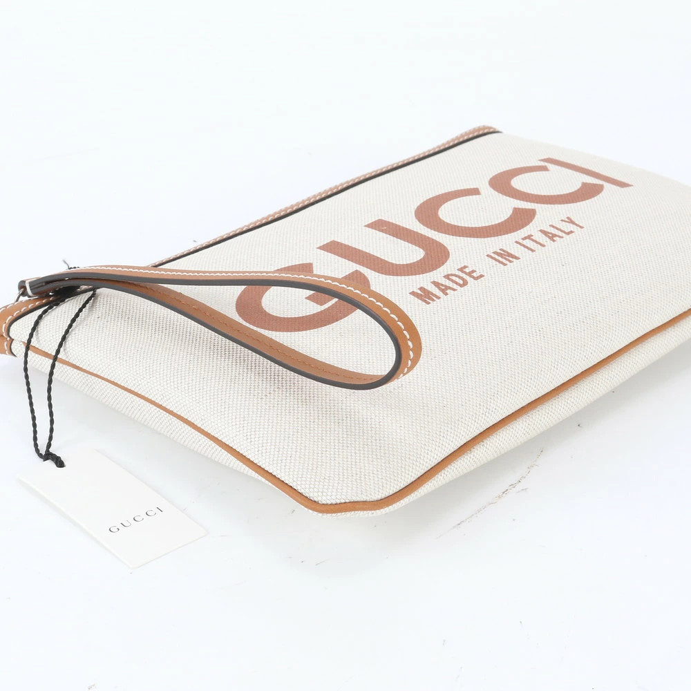 Gucci Logo Print 777165 Leather Clutch Bag Pouch Commuting Business