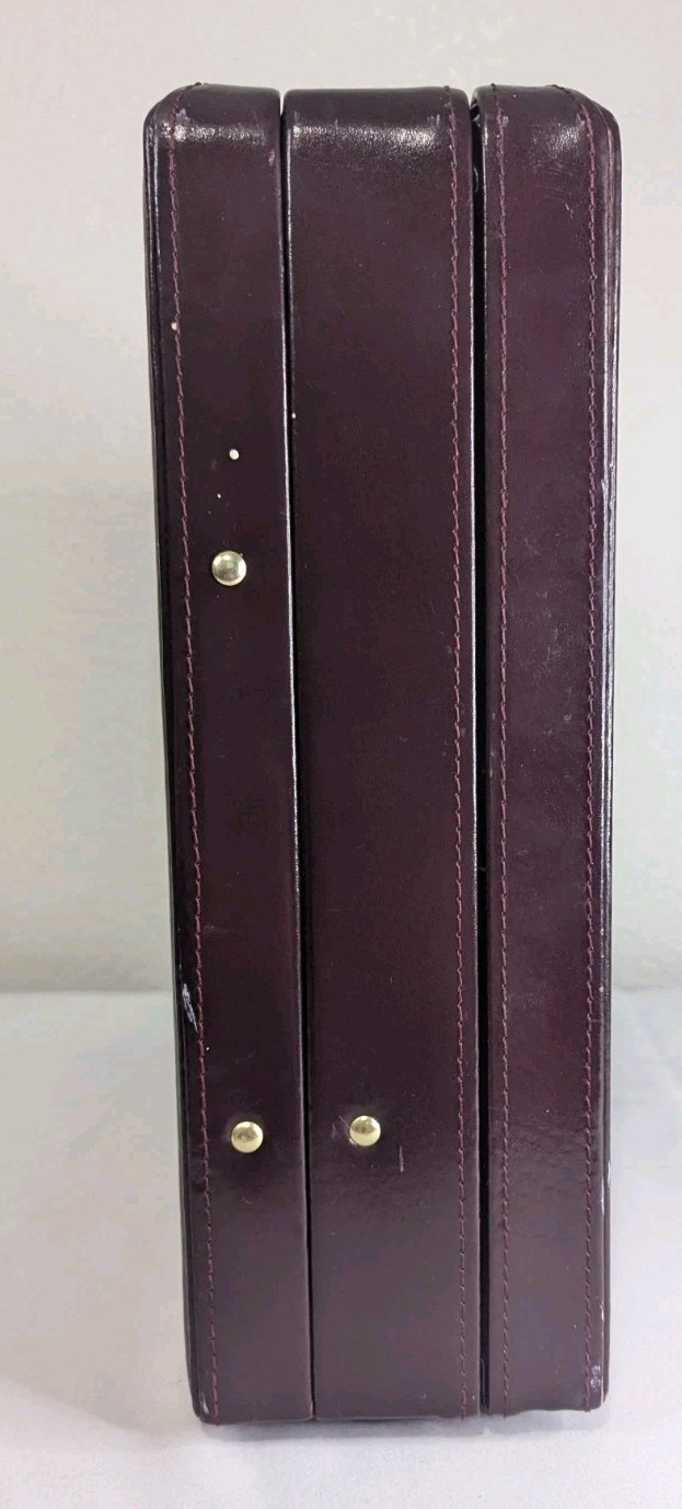Vintage Leather Hardside Briefcase Burgundy Brown With Dual Combo Locks