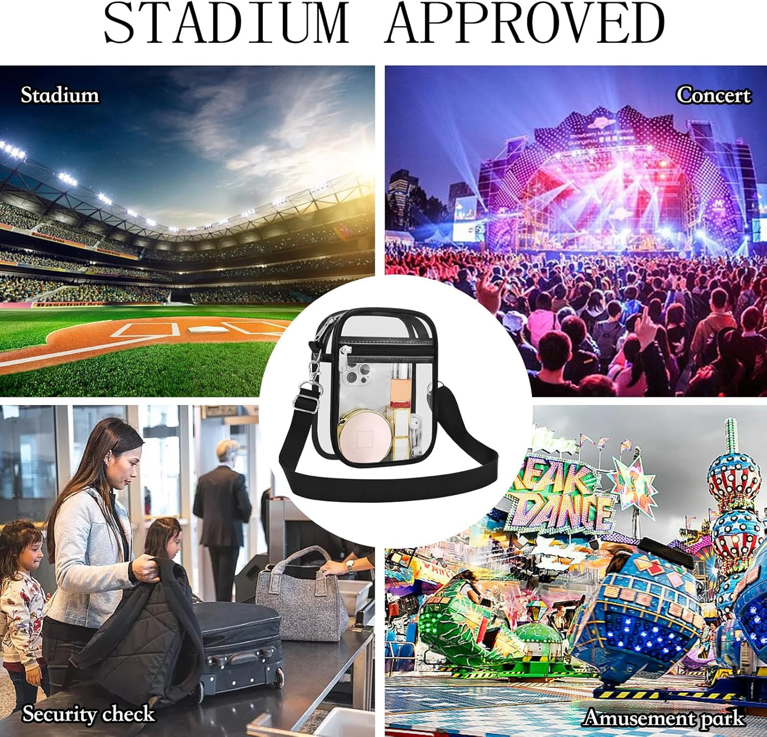 Clear Purse Stadium Transparent Messenger Bag Stadium Approved for Men and Women