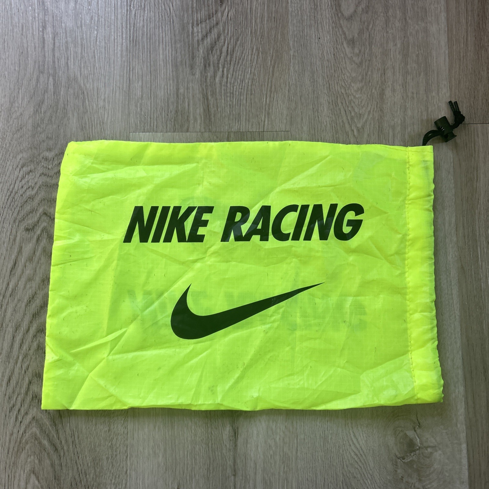 Nike Track & Field Racing Neon Yellow Gear Shoe Bag Nylon OS Swoosh Stains READ
