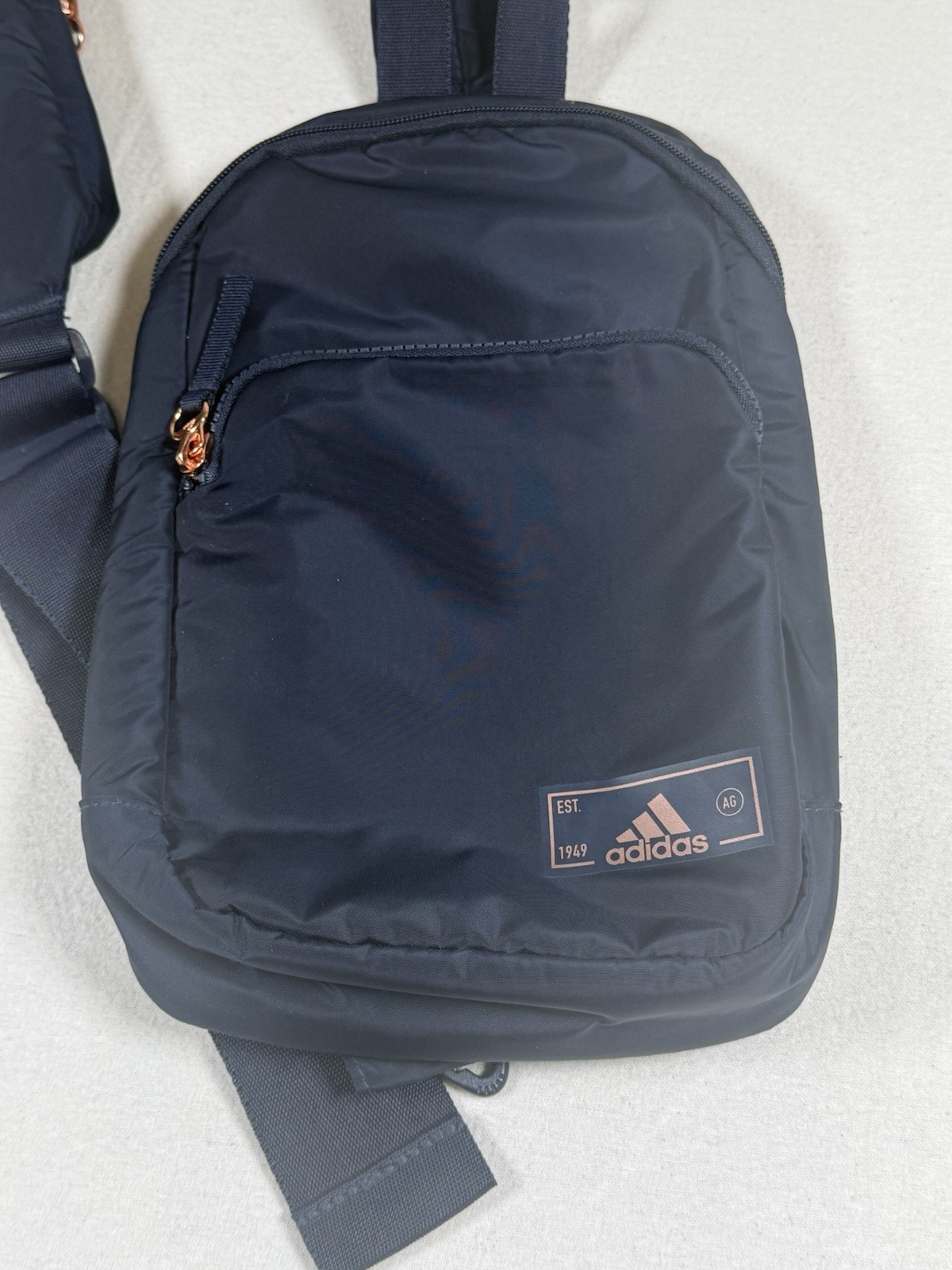 Adidas Essentials 3 Sling Crossbody Bag, Dark Navy w/ Rose Gold accents Travel
