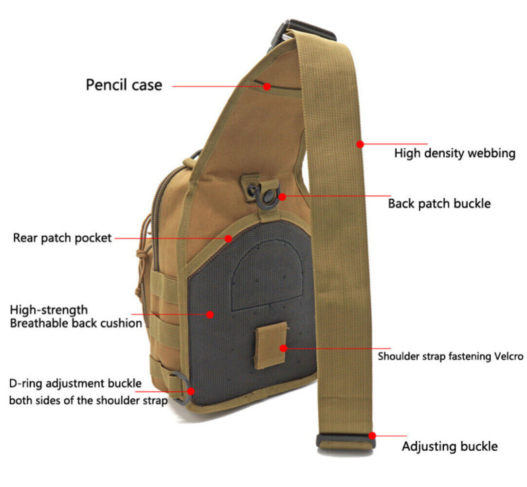 Outdoor Military Tactical Sling Shoulder Bag Travel Chest Bag Crossbody Pack Men