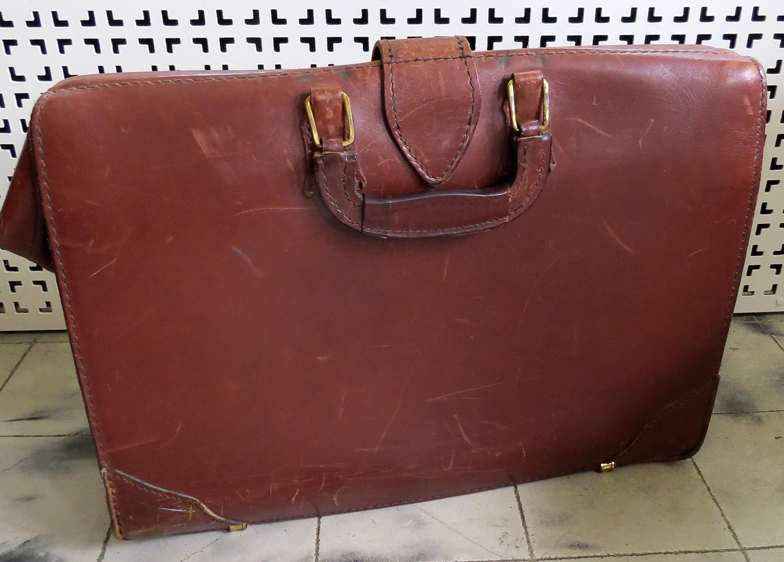 SCHLESINGER Vintage BELTING Leather Doctor Lawyer Briefcase Bag Mens