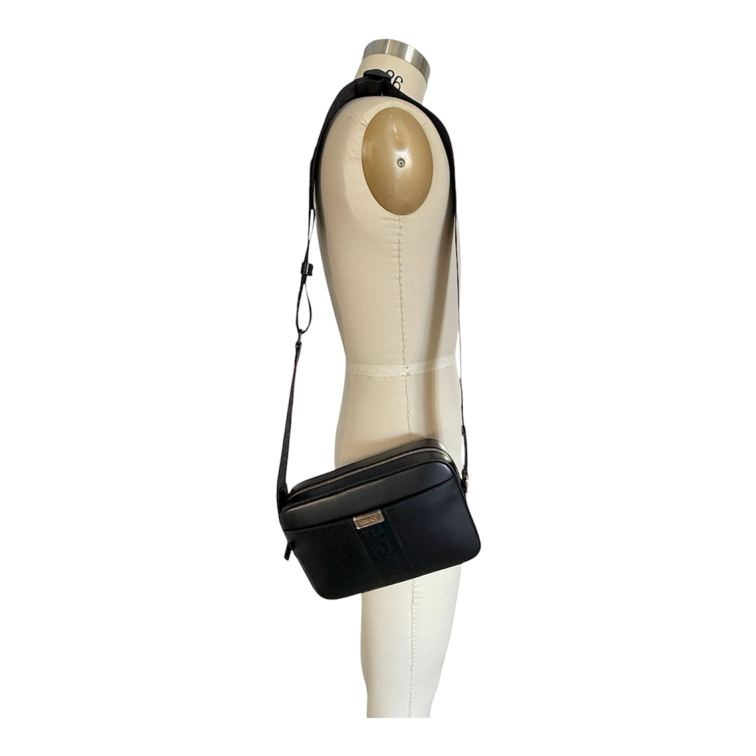Versace Embossed Greca Black Box Leather Shoulder Bag Crossbody 1010737 Italy