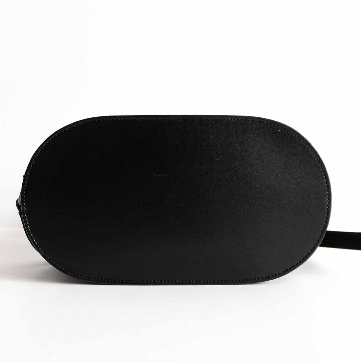 Tsuchiya Leather Oval Shoulder Bag Black Used Japan