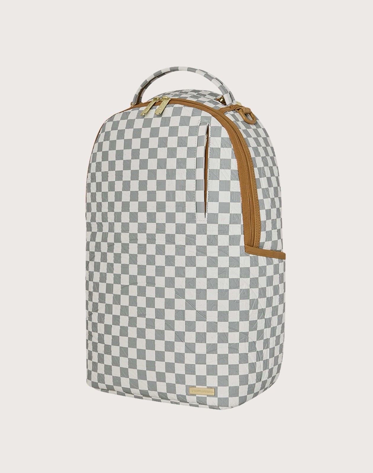SPRAYGROUND LIMITED EDITION BACKPACK Graffiti Embossed Check Backpack CREAM GREY