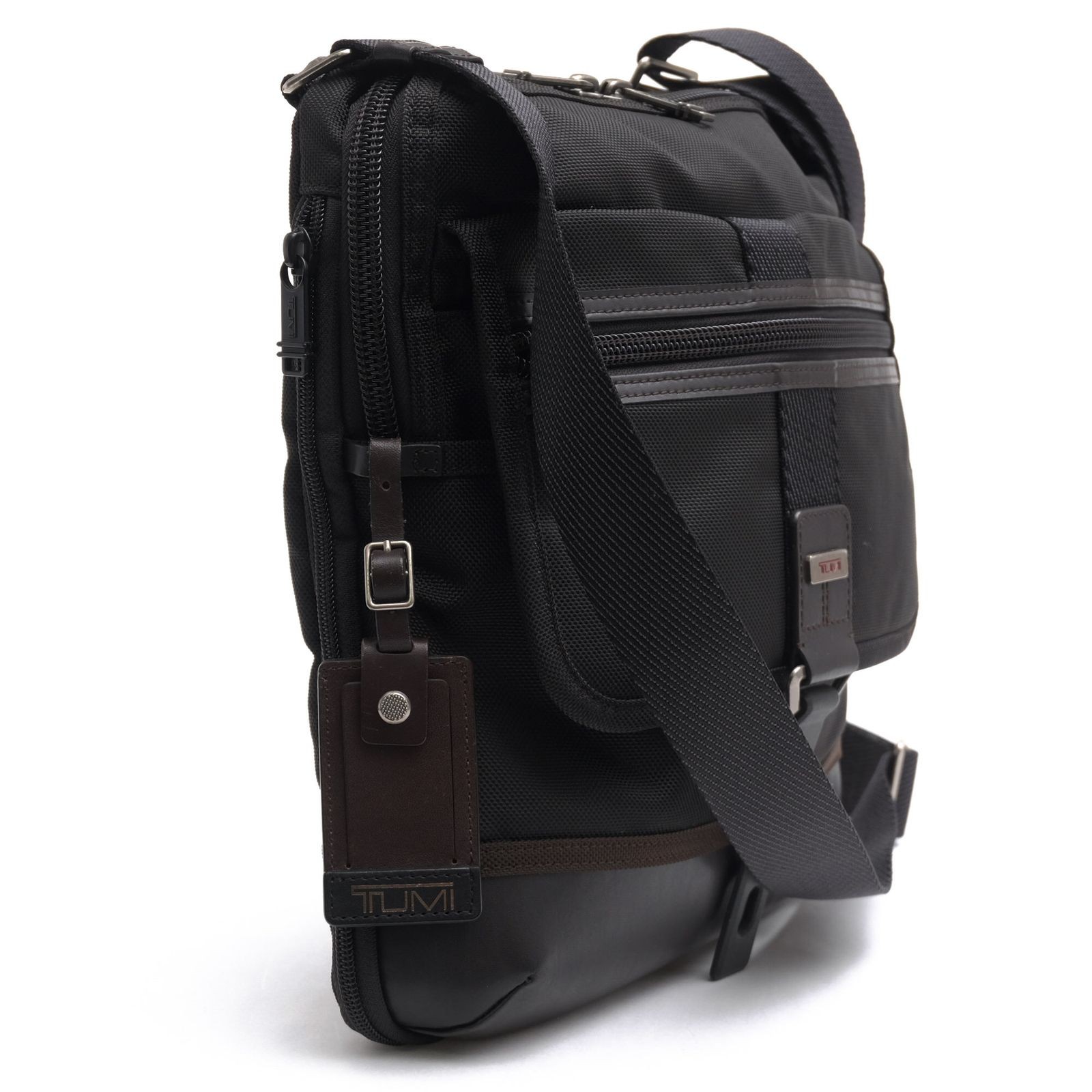 TUMI Men’s Nylon Leather Shoulder Bag Black 222304HK2 Alpha Bravo Annapolis