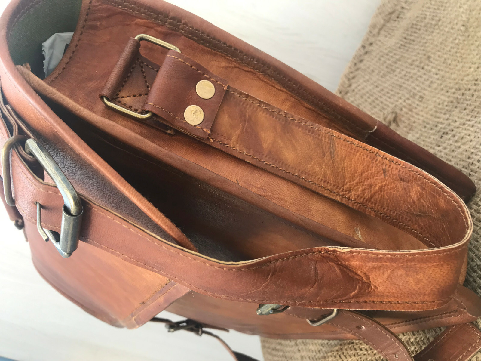 Vintage Camel Leather Men’s Case Shoulder Bag Messenger Documents Laptop Case