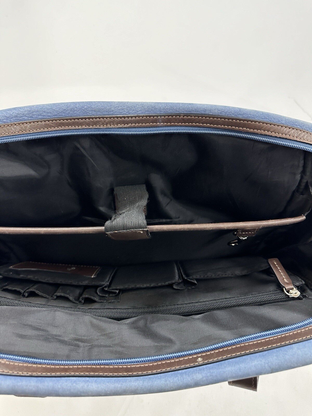 Jack Georges Briefcase Laptop Messenger Bag Blue Leather Missing Strap