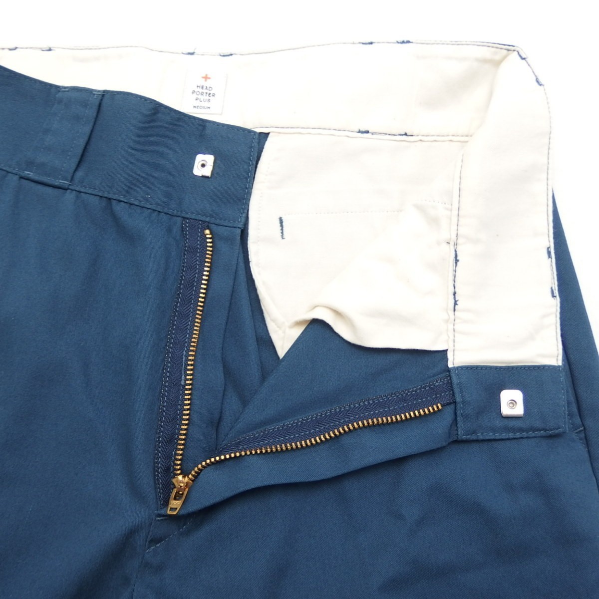 HEAD PORTER PLUS Cropped Pants Size M Blue Polyester Cotton Material Bottoms