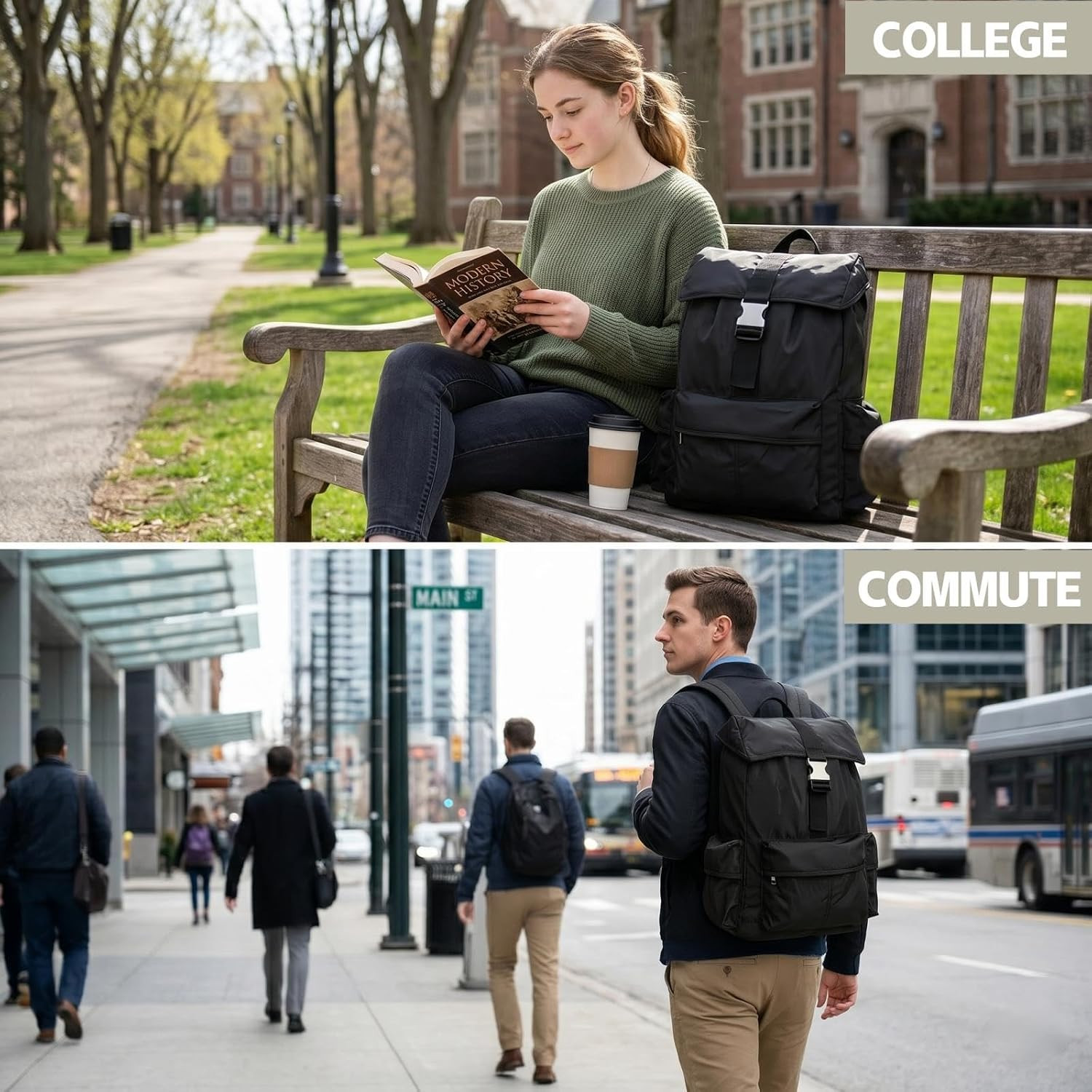 Black Lightweight Backpack for Travel Light Weight Design All Day Comfort | Men’
