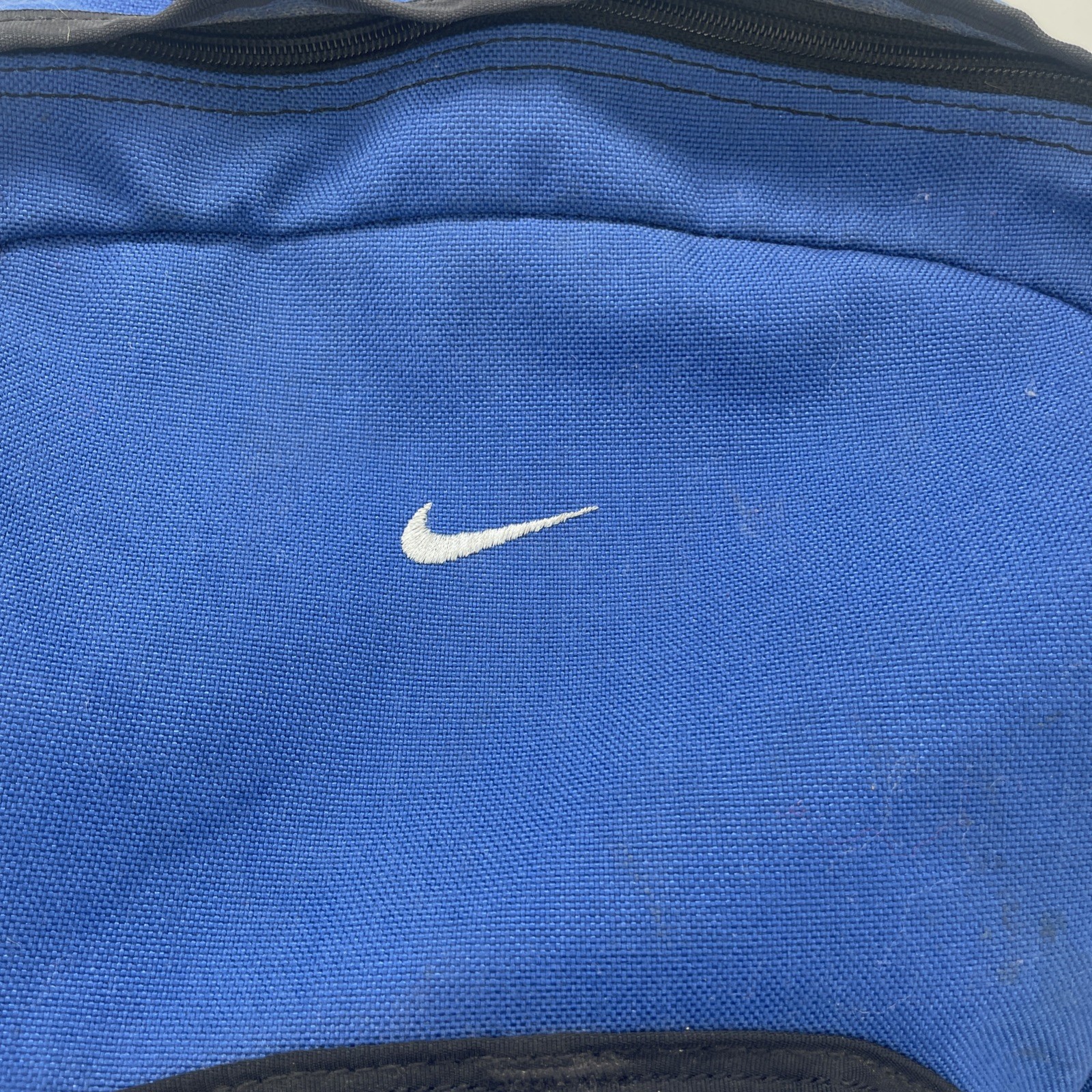 Vtg 1990s Nike Backpack Blue with Brown Suede Bottom Center SWOOSH 90s