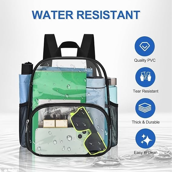 Clear Backpack 12x6x12 Stadium Approved PVC Concert Travel School Transparent Ba
