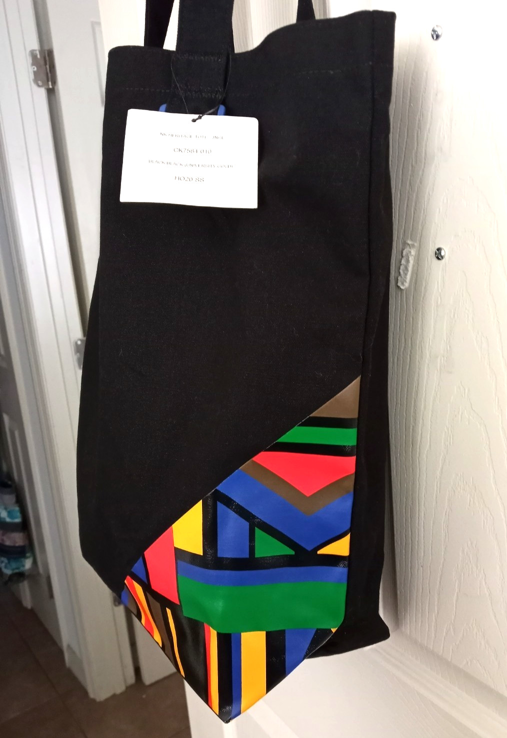 RARE Nike URBAN JUNGLE Heritage CANVAS TOTE BAG Black MULTICOLOR GRAPHICS Peace