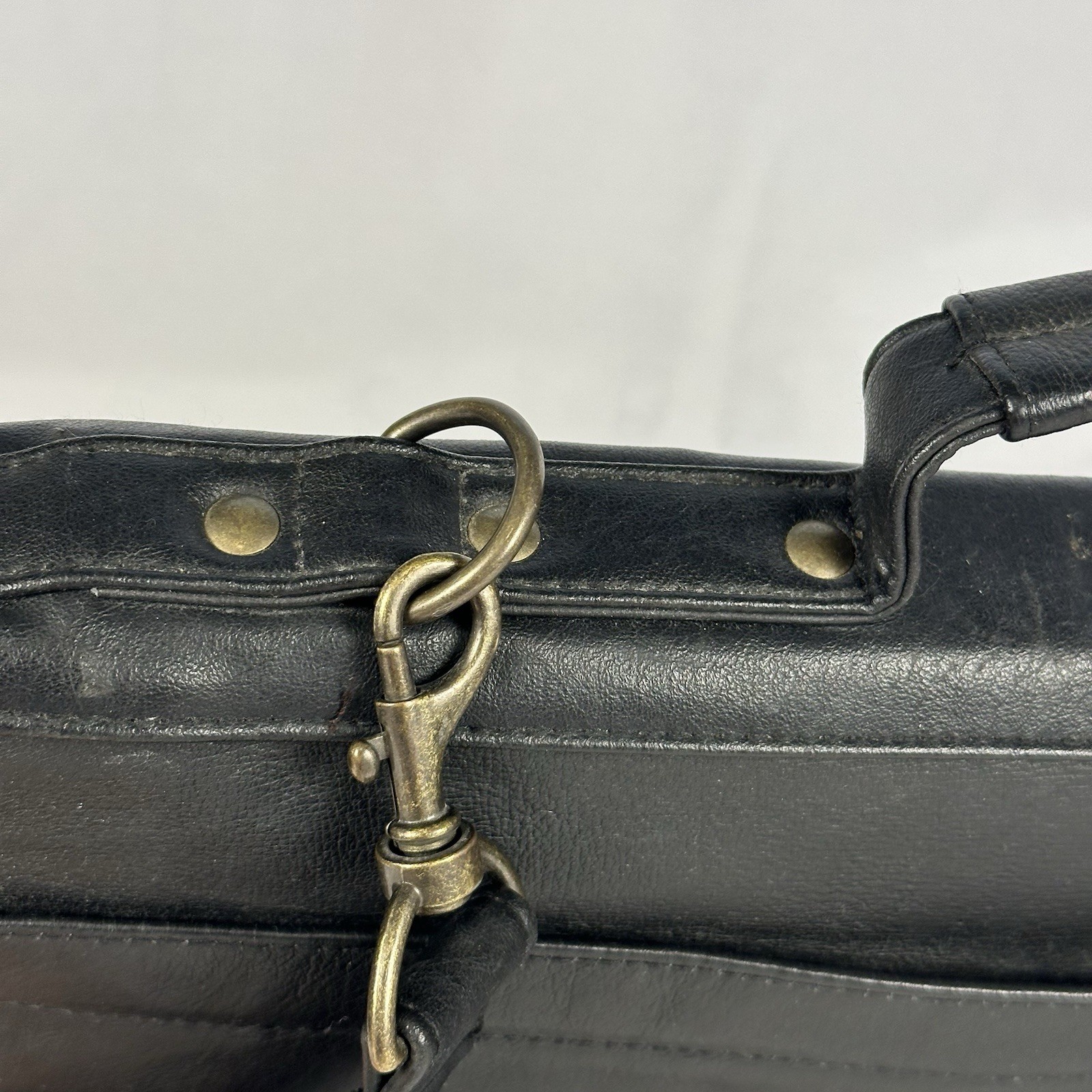 Vintage Bill Blass Leather Briefcase Messenger Bag Black Multi Pocket Work