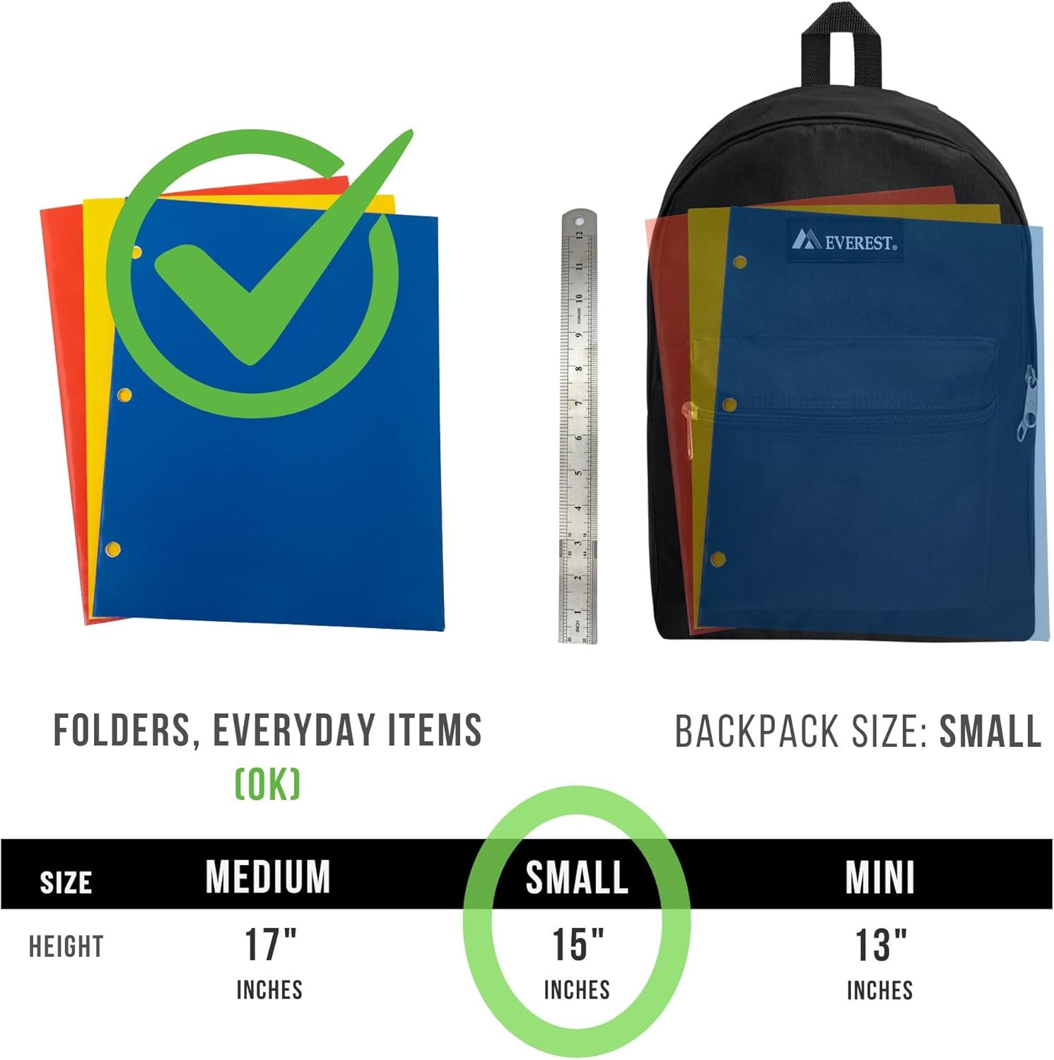 Everest Luggage Basic Backpack, White, Medium