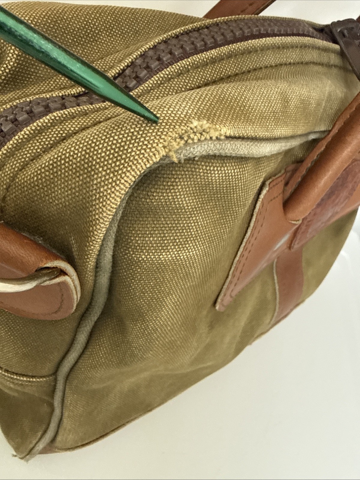Duluth Pack MINN Green Canvas Leather Briefcase USA Travel Bag VTG Well Used