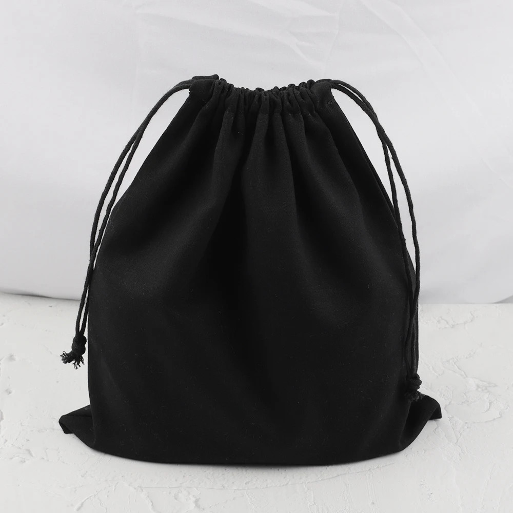 Cotton Canvas Inner Bags Drawstring Pouch Pink Gray Black Beige Color Gift Packa