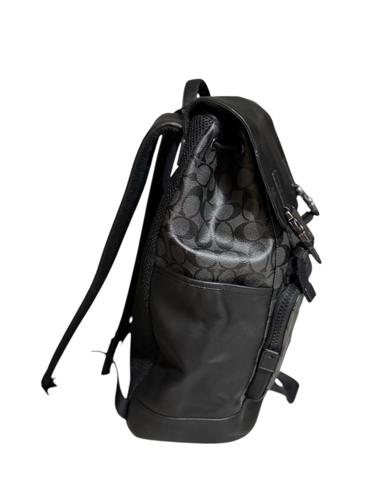 Coach Men’s Track Backpack Signature Canvas In Gunmetal/Charcoal/Black C2712