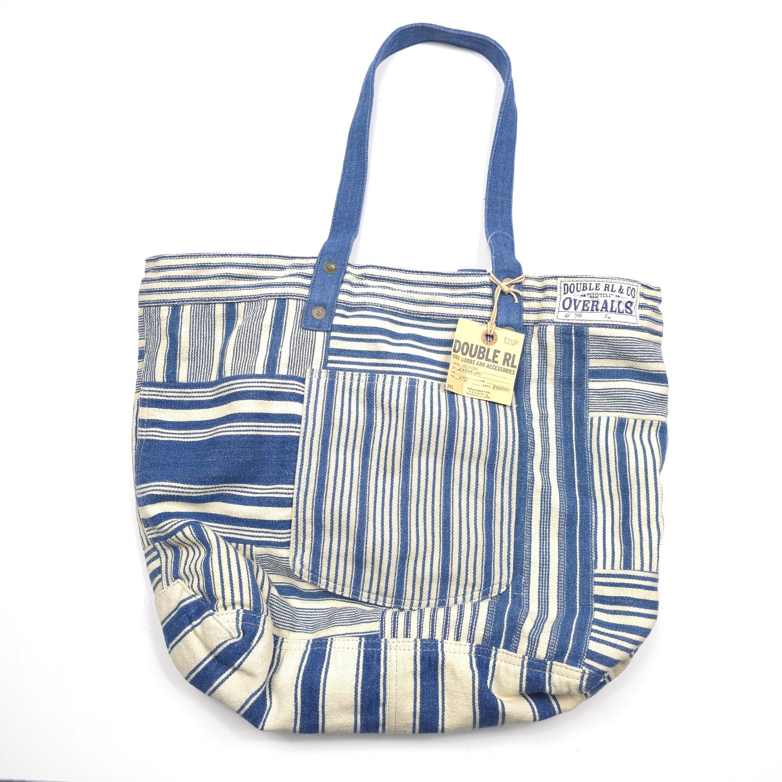 RRL Tote Bag Mens Naval Patchwork Striped Denim Double RL NWT Authentic