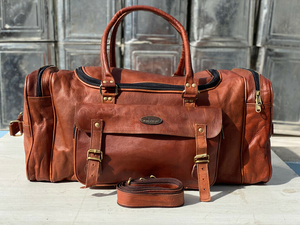GVB Men’s Extra Large 30 Inch Travel Bag Vintage Leather Duffel Luggage Weekend