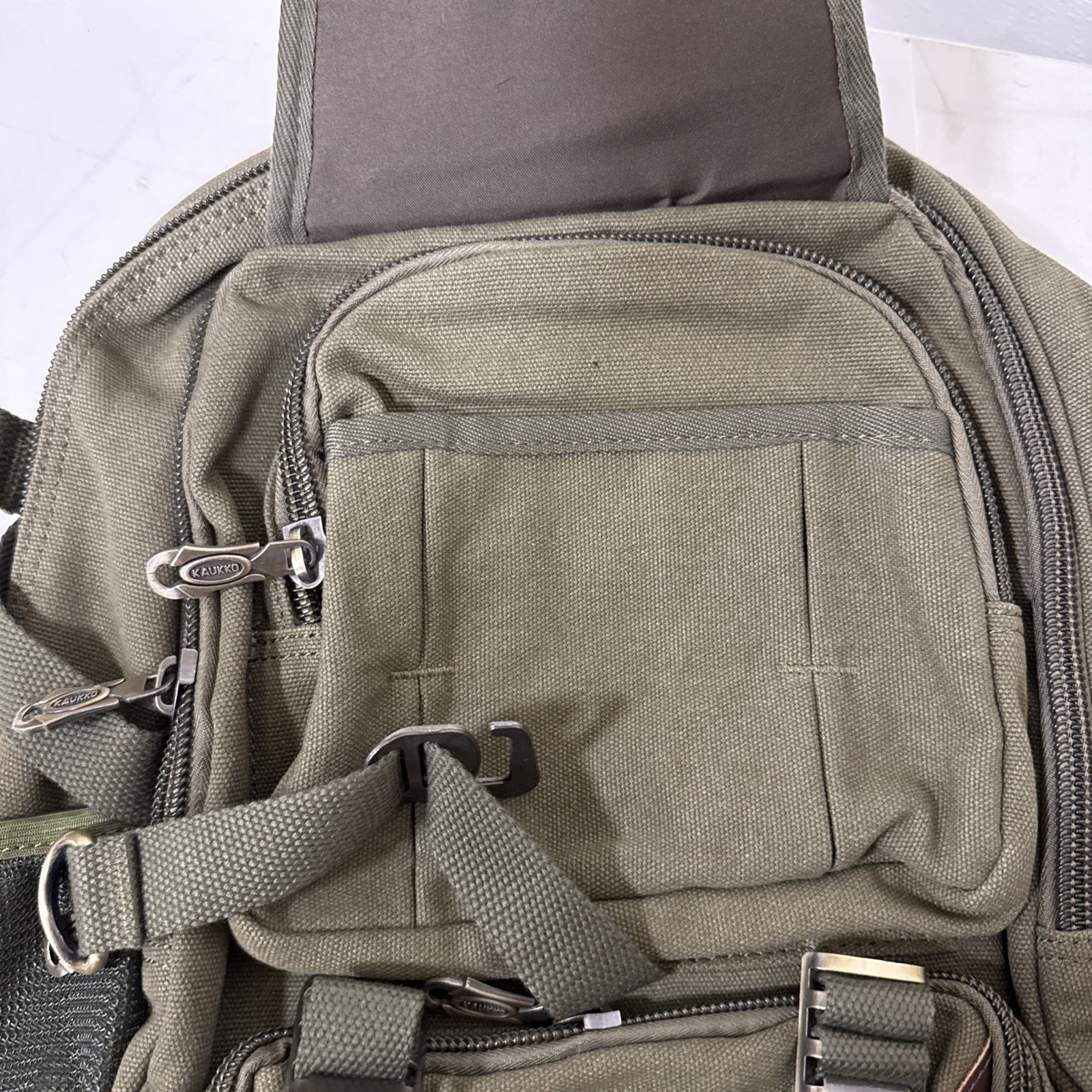 Kaukko Men Canvas Backpack Rucksack Bag Camping Travel School Satchel Outdoor