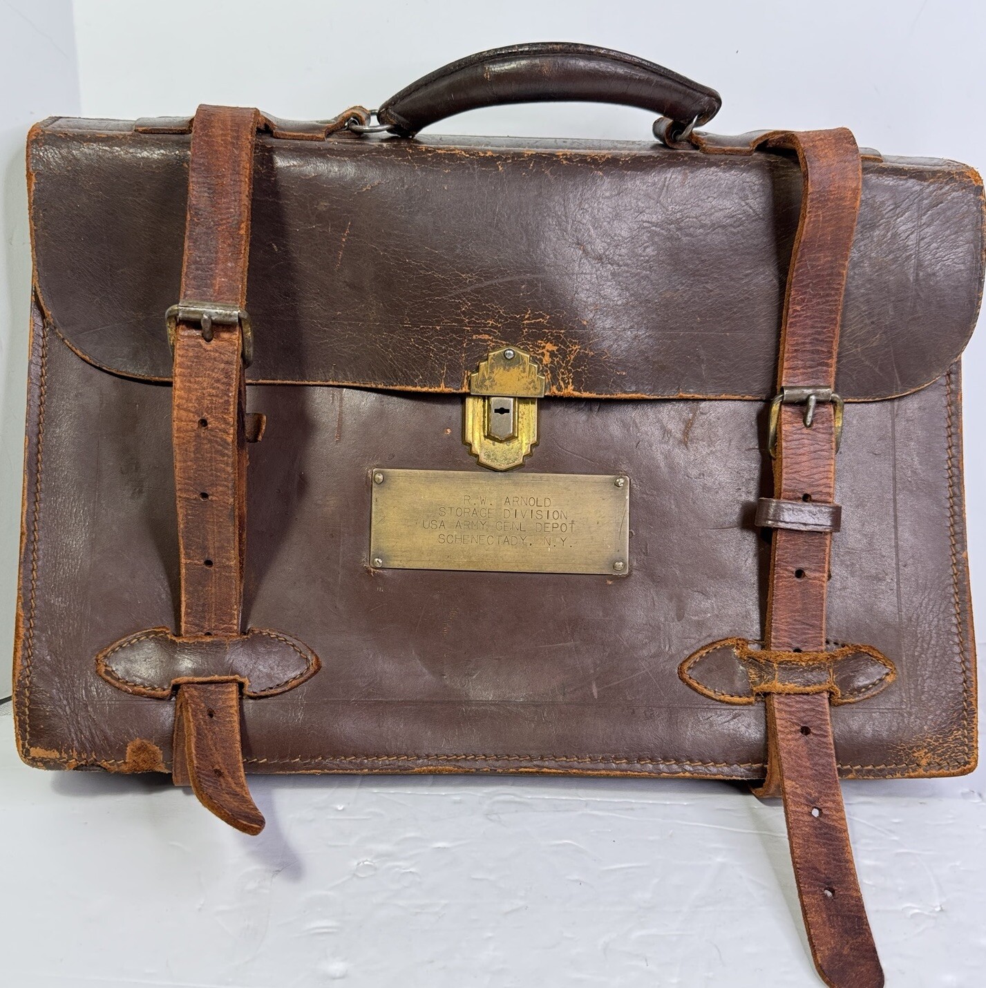 US Army Leather Lawyer Briefcase Type 1 US Military Issue Lawyer, Pilots Bag