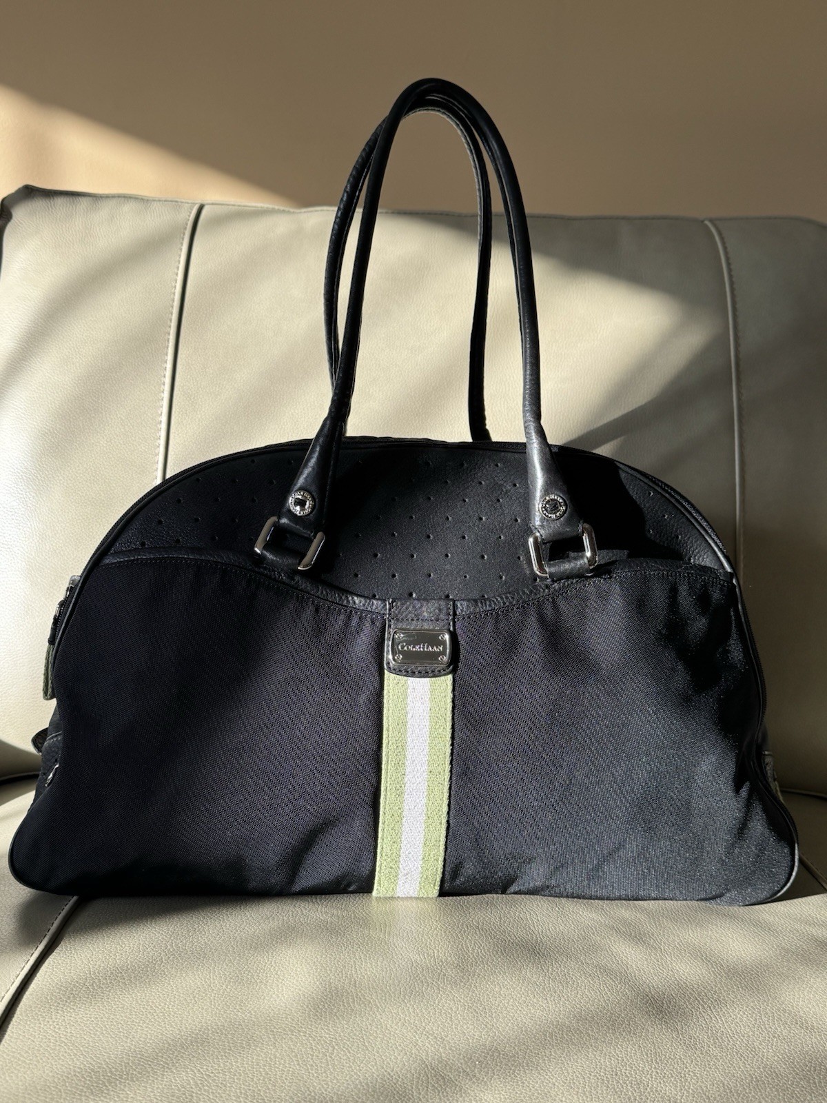 cole haan trinity Leather And Nylon Duffle Bag Vintage Dome Shaped : Clean