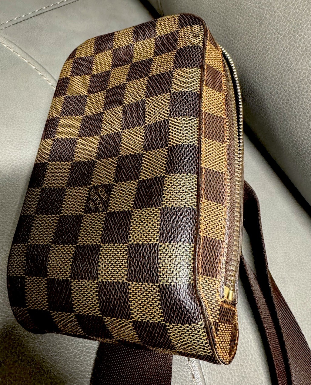 Authentic Louis Vuitton Damier Ebene Geronimos Shoulder Belt Sling Crossbody Bag