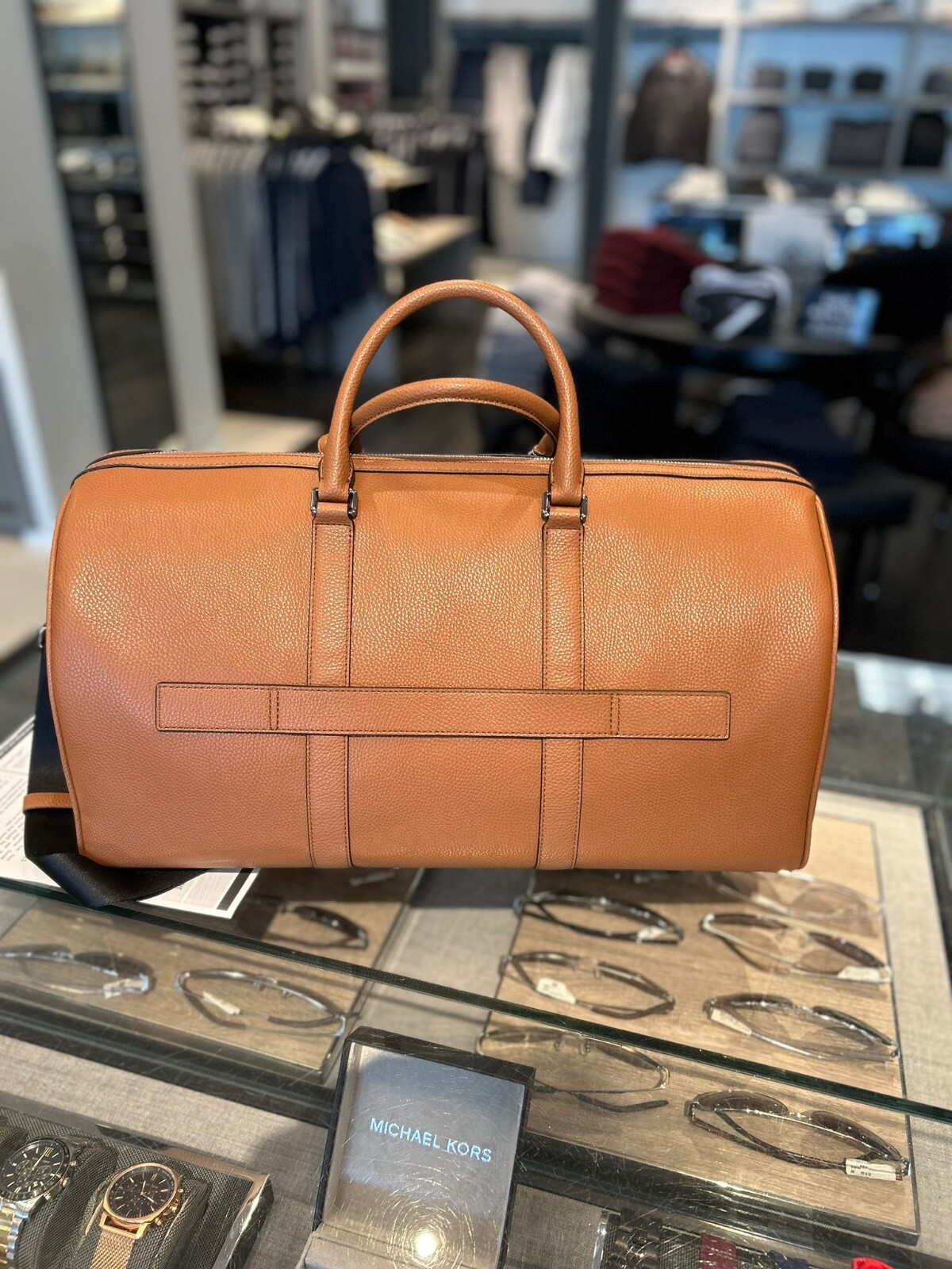 Michael Kors Cooper Men Duffle Luggage Brown Shoulder For Travel Getaway Trip MK