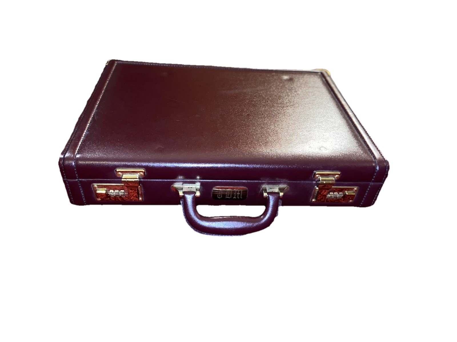 Burgundy Leather Briefcase w/ Combination Lock Executive Business Attache Case