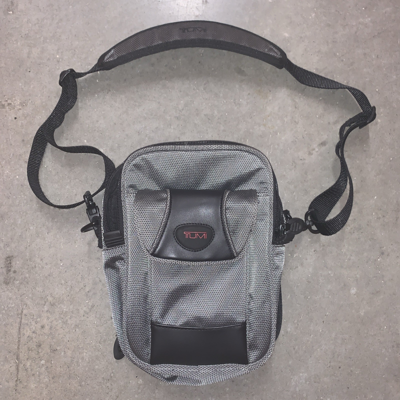 TUMI T2 Crossbody Bag Gray/Black W/ Adjustable Strap