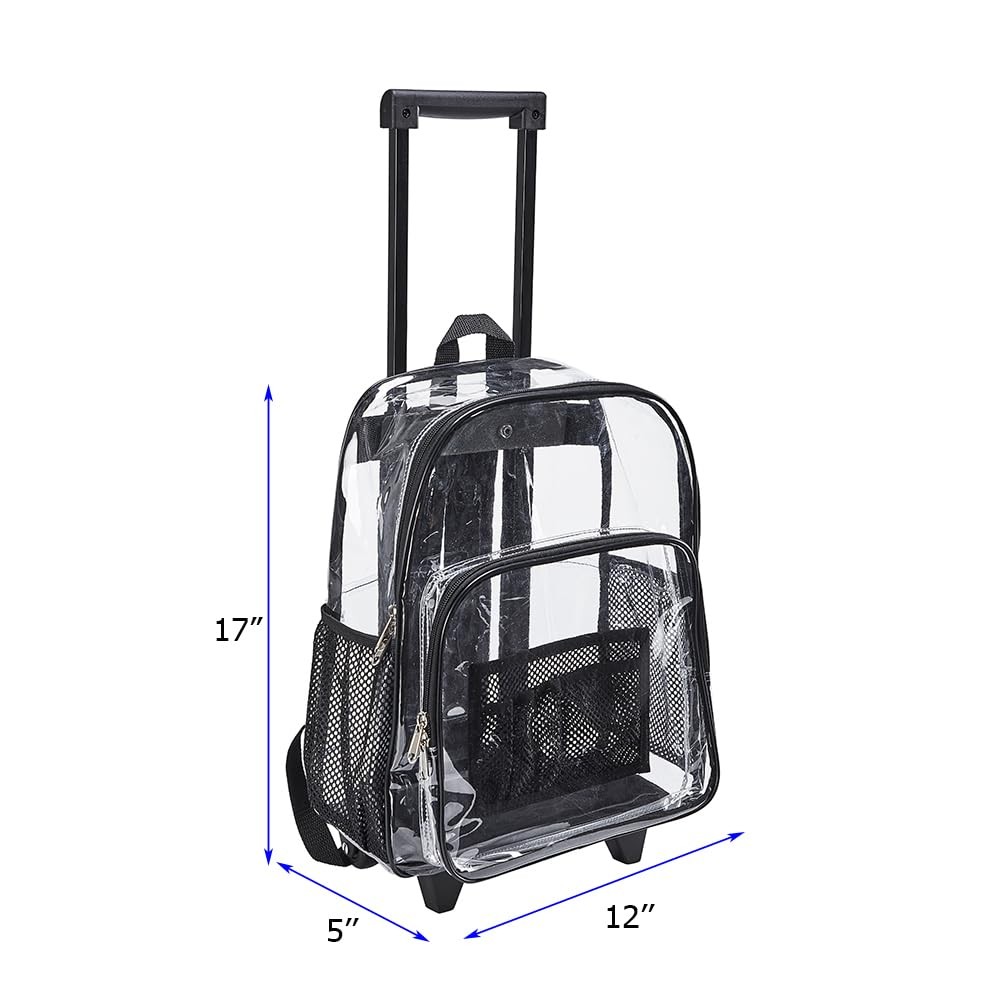 Rolling Clear Backpack, Heavy Duty Cold-Resistant Transparent PVC Backpack wi…