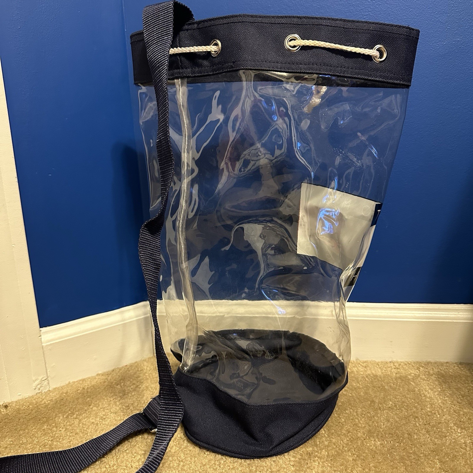 Vintage Tommy Hilfiger Clear Bag Flag Drawstring Straps Beach 90s VTG
