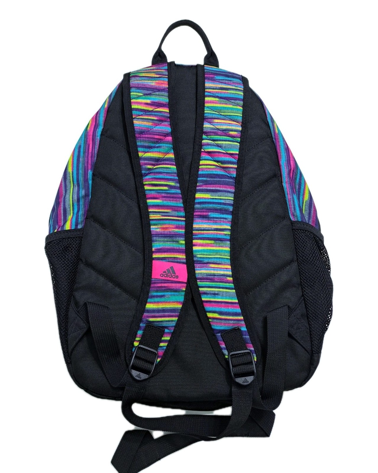 Adidas Rainbow School Backpack Striped Black Purple Pink Bag Multicolor