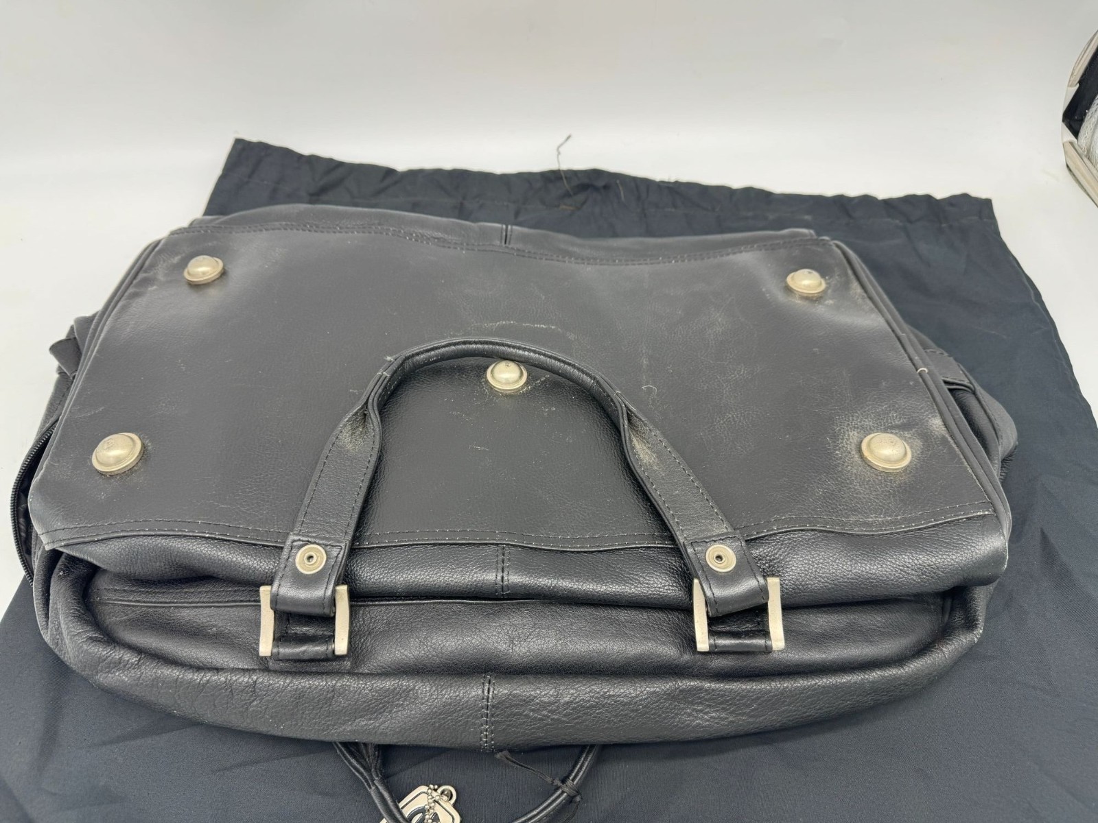 NWT Bill Blass Bomber Leather Collection Duffel Bag W/ Dustbag Black Travel